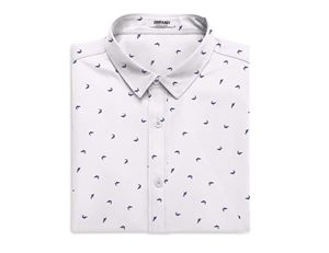 Men's White Short Sleeve Stand Collar Button Shirt Custom <b>Mini</b> <b>Print</b> Casual Summer Beach Breathable Knitted Soft - Product Image 5