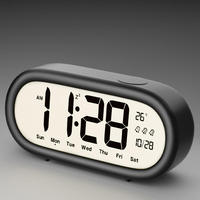 Jam Dinding Digital LED Pintar dengan Fungsi Snooze, Kalender, Daya USB, Desain Persegi, Gaya Kontemporer, Plastik ABS