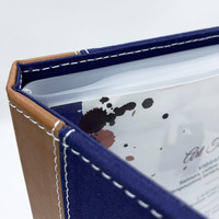 Menu en tissu avec pochettes transparentes en plastique, format A4, 6 pochettes, menus en cuir