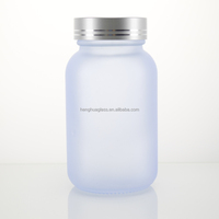 Vente en gros de flacons en verre pharmaceutique givré pour comprimés, pilules, bonbons, capsules, vitamines, 150 ml, 120 ml, avec couvercle en bambou