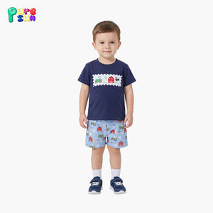 طقم ملابس أطفال مطرز بأسلوب عصري من Puresun، ملابس أطفال مخصصة مطرزة، أطقم ملابس قطنية للأولاد - Product Image 2