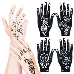 Autocollants de tatouage peints à la main, pochoirs évidés, pochoirs de tatouage personnalisés style dentelle florale, <span class=keywords><strong>henné</strong></span> - Product Image 1