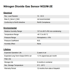 เซ็นเซอร์ก๊าซไนโตรเจนไดออกไซด์ Membrapor รุ่น NO2/M-2E 0-50 ppm แบบอิเล็กโทรเคมี สำหรับการตรวจสอบคุณภาพอากาศ - Product Image 2