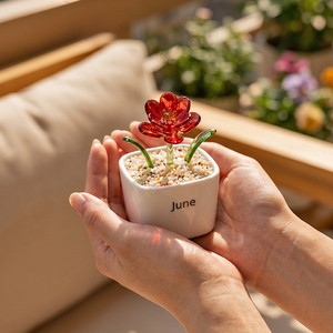 Collection Cadeau Artisanale de Plantes <span class=keywords><strong>en</strong></span> Pot <span class=keywords><strong>en</strong></span> Verre Style Murano avec <span class=keywords><strong>Fleurs</strong></span> de Naissance des Douze Mois, Ensemble Complet de Bonsaï Artistique <span class=keywords><strong>en</strong></span> Cristal - Product Image 4