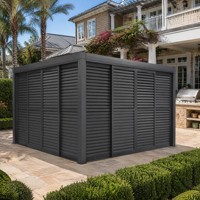 Porte coulissante extérieure toutes saisons à persiennes intégrales en alliage, pare-soleil et coupe-vent pour gazebo