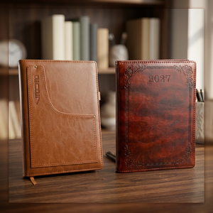 Custom Embossed Premium Durable PU Leather B5 Hardcover <b>Planner</b> Diary Organizer <b>Calendar</b> Notebook Corporate Gift - Product Image 3