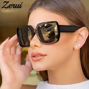 Wangie: New Fashion Brand Square Schwarz Beige Sonnenbrille für Frauen Vintage Overs ized Candy Color Shades Weiblich Ins Hot Elegant Sh