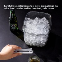 Seau à glace portable de luxe en plastique, design créatif, avec pinces, forme rectangulaire moderne et minimaliste, indispensable pour l'été, pour bar à boissons et fruits