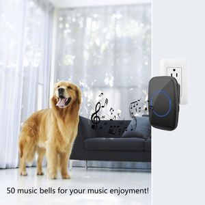 AC Plug-in A10 Smart Home Dingdong <b>Wireless</b> Doorbell Kit 2 <b>Transmitter</b> 1 Receiver Apartment Use IP55 Waterproof 60 Ringtones - Product Image 2