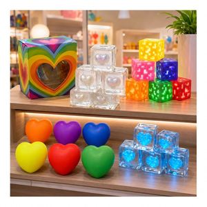 Viral Glowing Cube Heart Stress Ball Squeeze Toy <b>Squishy</b> Sensory Fidget Kids Adults Novelty Gift Wholesale Distributor - Product Image 1