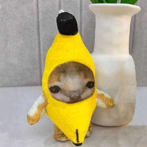 AL 2024 le plus populaire drôle chat heureux animaux en peluche jouet mignon banane chat en peluche avec son pendentif porte-clés cadeaux - Product Image 3