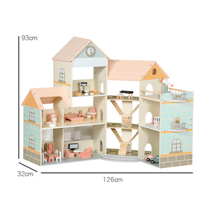 2024 muebles nuevos juguetes <span class=keywords><strong>de</strong></span> madera Petend Play Game Kids Big Wooden Doll House para niños - Product Image 5