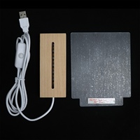 Veilleuse mémo effaçable acrylique vierge LED tableau de notes veilleuse en bois acrylique avec base en bois pour le bricolage