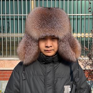 RXFurs russe personnalisé classique fourrure hiver extérieur oreillettes luxe chaud plein naturel raton laveur grande capuche vraie fourrure chapeaux pour hommes - Product Image 1