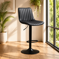 Tabouret de bar moderne rembourré pivotant à 360° avec siège en cuir PU et base en métal pour bar à domicile