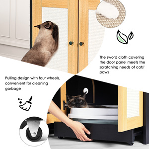 Caja de arena doble para 2 gatos, mueble oculto con puertas de ratán, 47 pulgadas de largo x 19.8 pulgadas de ancho - Product Image 5