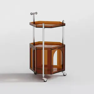 Light Luxury Premium Feeling Mobile Multifunctional Acrylic Cart Side Table