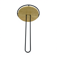 Support de Rangement de Cuisine Multifonctionnel Portable en Métal Noir et Bois d'Acacia, Type Colonne, Non Pliable, pour la Maison, Vente en Gros