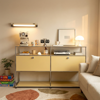 Meuble de salon en acier inoxydable, armoire sectionnelle, étagère ouverte, buffet métallique, panneaux de rangement fermés verrouillables