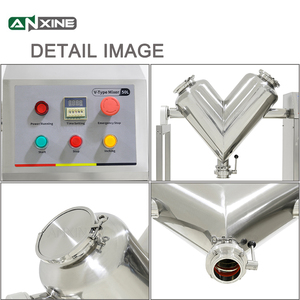 Nuevo mezclador de polvo seco de acero inoxidable tipo 2 V, máquina mezcladora de partículas de polvo pequeñas de laboratorio de 50L con ruedas - Product Image 4