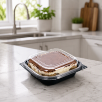 Boîte à pâtisserie en PET noir de qualité alimentaire pour chewing-gum et sushi, personnalisable, pour boulangerie, vente au détail, épicerie, supermarché, vente en gros
