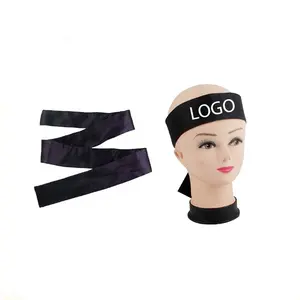 自定义标志品牌名称打印缎丝绸处女人发扩展包装头带假发头带