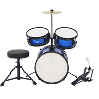 Avec trois pièces de batterie couleur-Ensemble de batterie bleu personnalisable et complet pour enfants avec tabouret et pédale