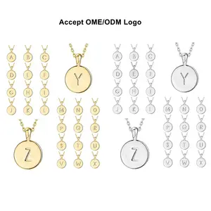 Gold Anhänger Gravierte Logo Charms Leere Halsketten Runde Edelstahl Schmuck Designer Charms Custom Anhänger