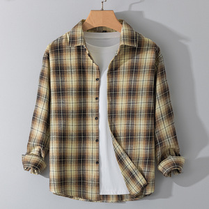 <span class=keywords><strong>Chemise</strong></span> à <span class=keywords><strong>carreaux</strong></span> tendance pour hommes, style Hong Kong, veste décontractée à manches longues, haut pour adolescents - Product Image 6