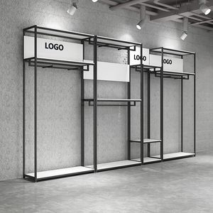 Espositore per Negozio di Abbigliamento a Due Livelli Appendiabiti Portascarpe Ecologico Moderno in Metallo 230cm per Negozio di Abbigliamento per Bambini - Product Image 3