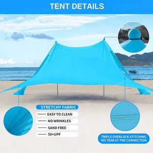 Beach Tent Beach Canopy <strong>With</strong> 4 Aluminum <strong>Poles</strong> 4 <strong>Pole</strong> Anchors 4 Sandbag Anchors Large &amp; Portable Shelter <strong>Tarp</strong> - Product Image 4