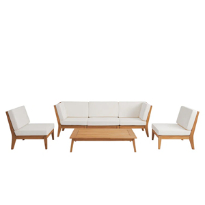 Conjunto Modular de Sofá para Terraza, Parque o Jardín, en Madera de Teca con Cojines, Muebles de Patio - <span class=keywords><strong>Isal</strong></span> - Product Image 1