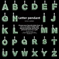 Pendentif lettre en jadeite naturelle birmane de qualité A, vert pois, avec attache en argent S925, pour hommes et femmes, collier de charmes en jade, vente en gros