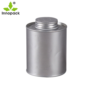 Boîte en fer ronde en métal de 4 oz à prix abordable avec couvercle à vis et pinceau, pour colle PVC - Product Image 2