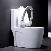 Toilette moderne monobloc allongée à double chasse 1,1 GPF, automatique, à poser au sol, pour salle de bain d'hôtel, garantie 5 ans