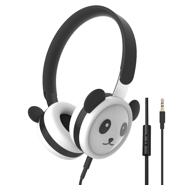 Import China Panda Kids Animal Wired Over-Ear Headphones Mic BK Chipset 40mm Speaker 3.5mm Connector CE Certified RoHS Certified