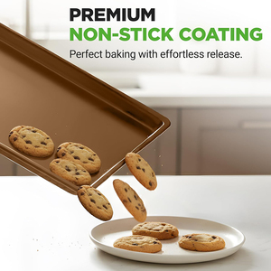 Non-Stick Pan <b>Set</b> 3 Pieces Easy To Clean Carton Steel <b>Bakeware</b> 3 Sizes Cookie Sheets - Product Image 2