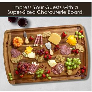 <span class=keywords><strong>Planche</strong></span> à découper en bois d'acacia extra large de 30x20 pouces, couvercle supérieur de poêle en bois et plateau de service géant de charcuterie pour un usage quotidien - Product Image 4