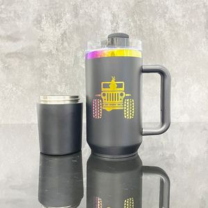 Tasse isotherme 40 oz en acier inoxydable plaqué arc-en-ciel, idéale pour gravure laser et sublimation, avec compartiment secret de rangement – Nouveauté très demandée - Product Image 5