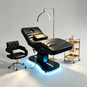 Table de massage moderne marron, lit de thérapie rembourré, canapé réglable pour salon de beauté - Product Image 2