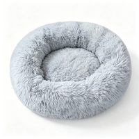 Lit pour chien et chat, solide, luxueux, moderne, de forme ronde, toutes saisons, amovible, lavable en machine, en mousse pelucheuse, confortable, petit