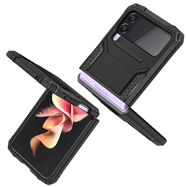 Customize Ring Holder Non Slip Hybrid Rugged Phone Armor Grade Case for Samsung Z Flip3 4