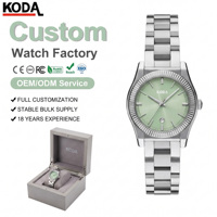 Montre personnalisée OEM avec logo pour femmes, lunette cannelée, date, montre en acier inoxydable pour femmes, AR11658, cadran soleil, montre de luxe