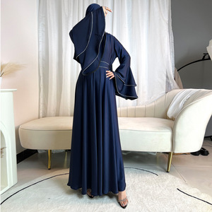 Nuevo Vestido Modesto Islámico de Moda, Estilo Cardigan Abierto de Chifón, con Mangas Largas de Lana y Diseño Étnico - Product Image 4