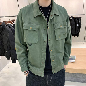 Chaquetas Casuales de Otoño para Hombre, Estilo Urbano, Color Sólido, Cuello con Botones, Chaquetas Personalizadas - Product Image 3