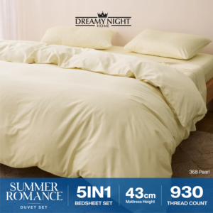 ชุดผ้าห่มคิงไซส์ ซัมเมอร์ โรแมนซ์ โมเดิร์น ผ้าฝ้ายแท้ 100% 930 เส้นด้าย |   ชุดเครื่องนอนพรีเมียม 5 ชิ้น ผ้าทอเนื้อนุ่มพิเศษ + ผ้าปูที่นอนแบบรัดมุม ความลึก 43 ซม. - Product Image 3