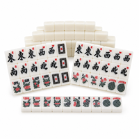 Set Mahjong Amerika Warna Ivory 166 Ubin Akrilik dengan Joker, Set Permainan Mahjong Ukiran Kustom Grosir OEM ODM