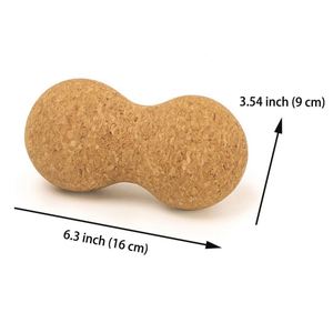 Custom Logo Muscle Relax Yoga Roller Natural Cork Peanut Double <b>Massage</b> <b>Balls</b> for Studio Promotions - Product Image 2