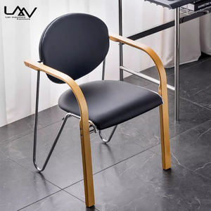 أثاث كرسي بذراعين من القماش ذو إطار معدني + خشب + مقهى فندقي على الطراز الحديث - Product Image 3