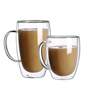 <span class=keywords><strong>Mug</strong></span> à Café Transparent en Verre à Double Paroi avec Poignée, Design Moderne Résistant à la Chaleur pour Thé et Boissons Chaudes, Lavable à la Main pour Usage Domestique - Product Image 5